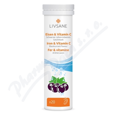 LIVSANE Šumivé tablety Železo + Vitamin C 20ks