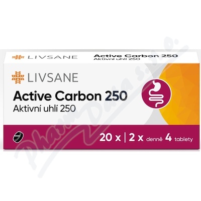 LIVSANE Active Carbon 250 Aktivní uhlí tbl.20