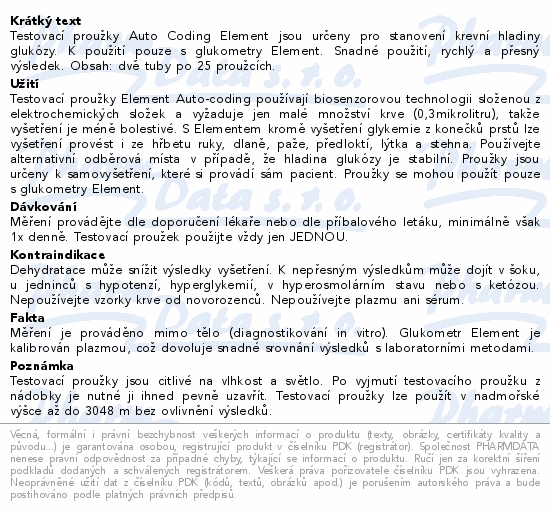 Element Auto-coding proužky diagnostické 50ks