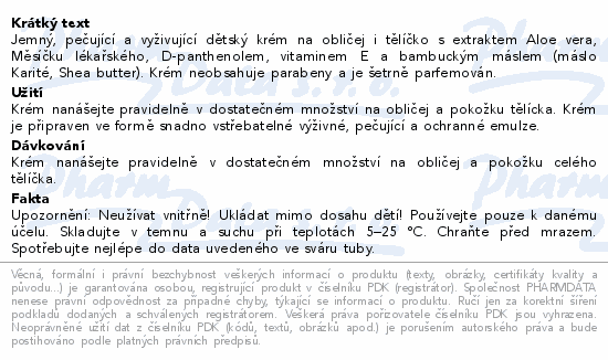 Baby krém na obličej a tělo 200ml