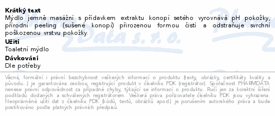 Přír.kosmetické mýdlo glycer.s KONOPNÝM OLEJEM100g