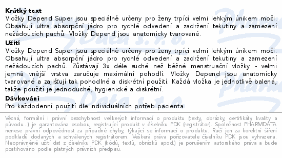 Depend Pads Super inkont.vložky ženy 8ks