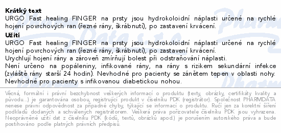 URGO FAST HEALING FINGER na prsty hydrok.nápl.8ks