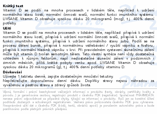 LIVSANE Vitamin D vysoká dávka 60ks