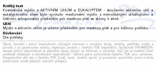 Kosmetické mýdlo s AKTIV. UHLÍM a EUKALYPTEM 100g