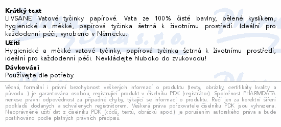 LIVSANE Vatové tyčinky papírové 200ks