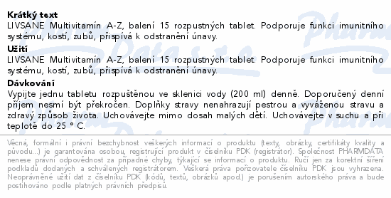 LIVSANE Šumivé tablety CZ A-Z multivitamin 15ks