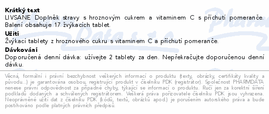 LIVSANE Bonbóny Hroznový cukr rolka pomeranč 44g