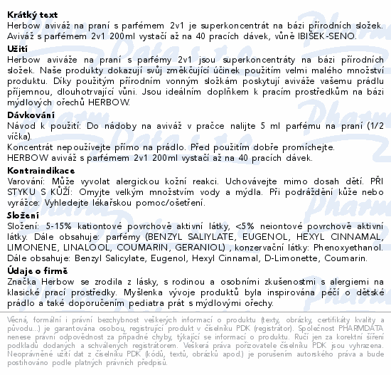 Herbow aviváž s parfémem 2v1 ibišek-seno 200ml