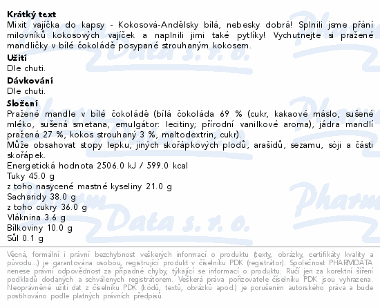 Mixit Vajíčka s bílou čokoládou Kokos 60g