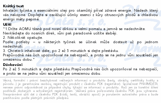 AOMU inhalační tyčinka s esenciálními oleji Energy