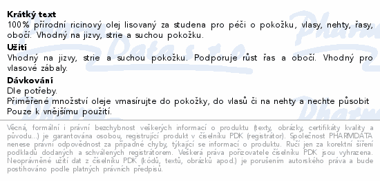 Clinical Ricinový olej za studena lisovaný 50ml