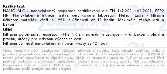 NANO M.ON nanovlákenný respirátor FFP2 bílý 10ks