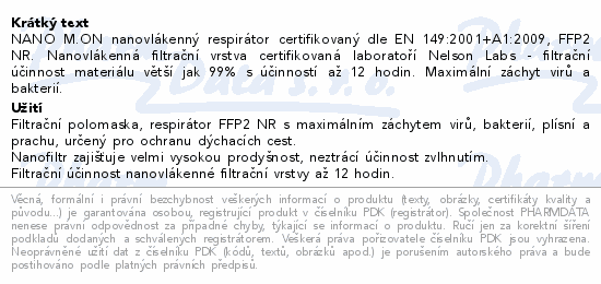 NANO M.ON nanovlákenný respirátor FFP2 černý 1ks