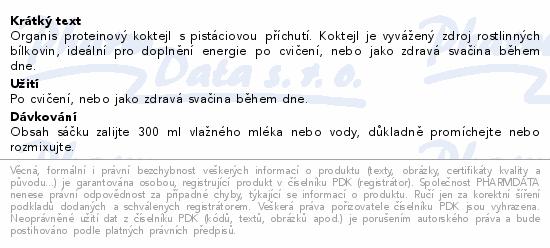 Organis Proteinový koktejl pistácie 30g